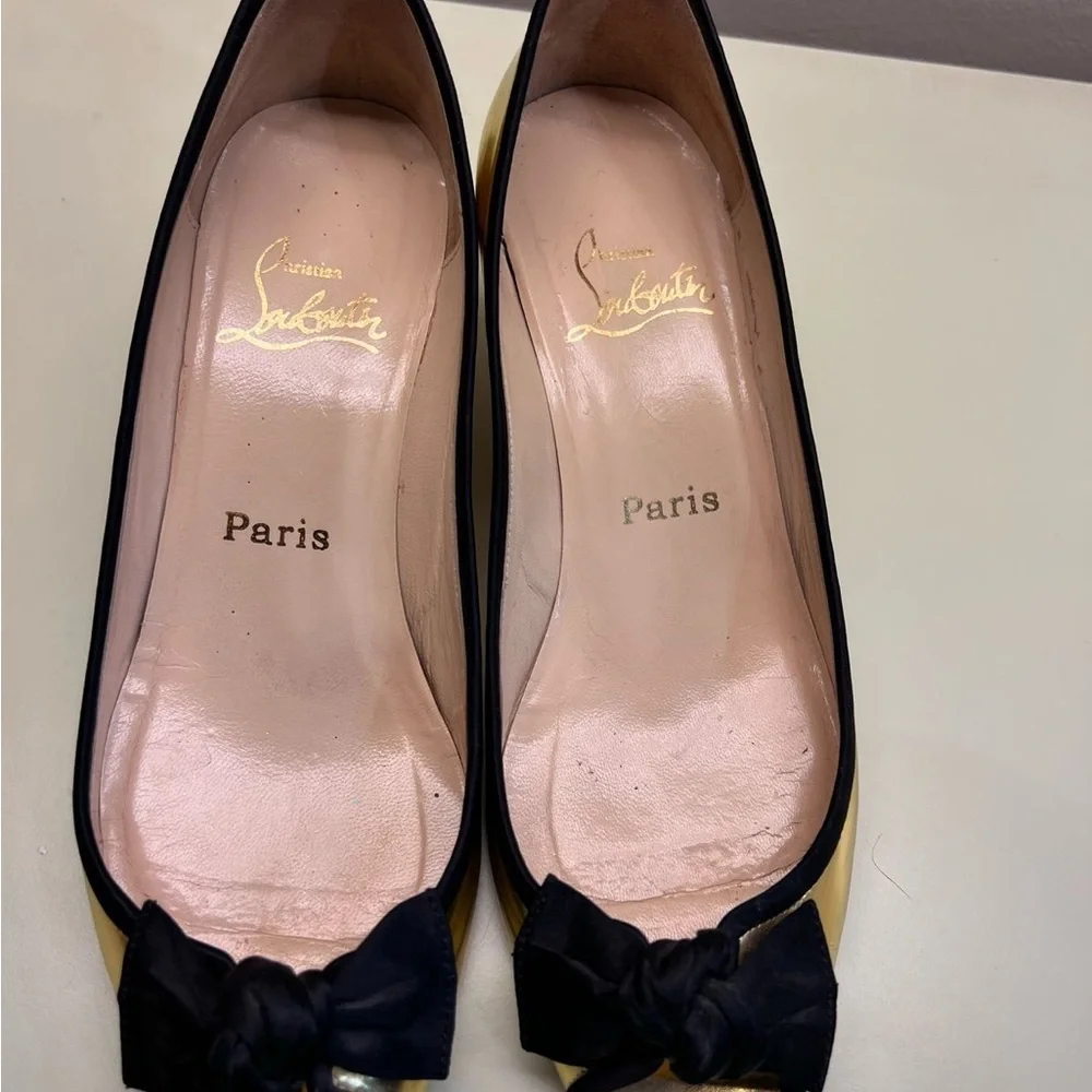 Authentic Christian Louboutin Gold and Black Heels - Picture 8 of 8